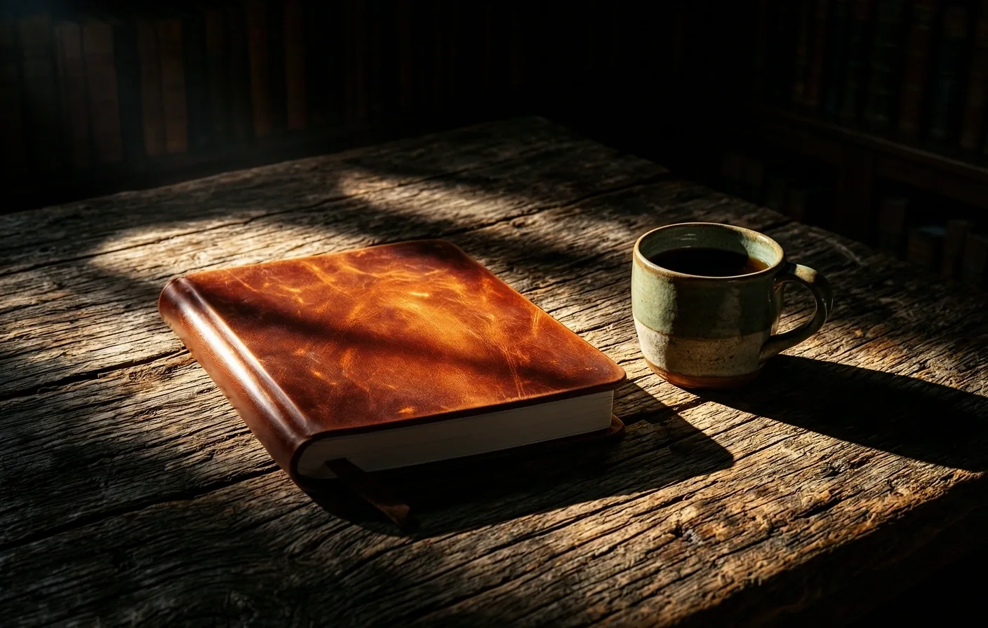Editorial scene depicting traditional study and wisdom
